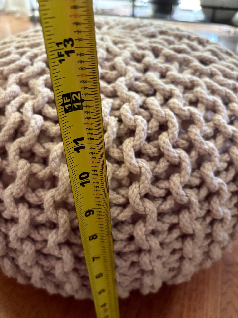 Chunky Handmade Knitted Pouf in Blush - Picture 5 of 5